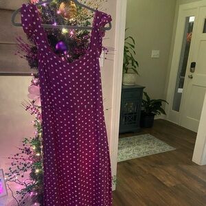 Spring/Summer sundress 
 Loft hot pink with white dots
